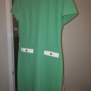 Tommy Hilfiger Green Midi Dress with White Pocket Tabs